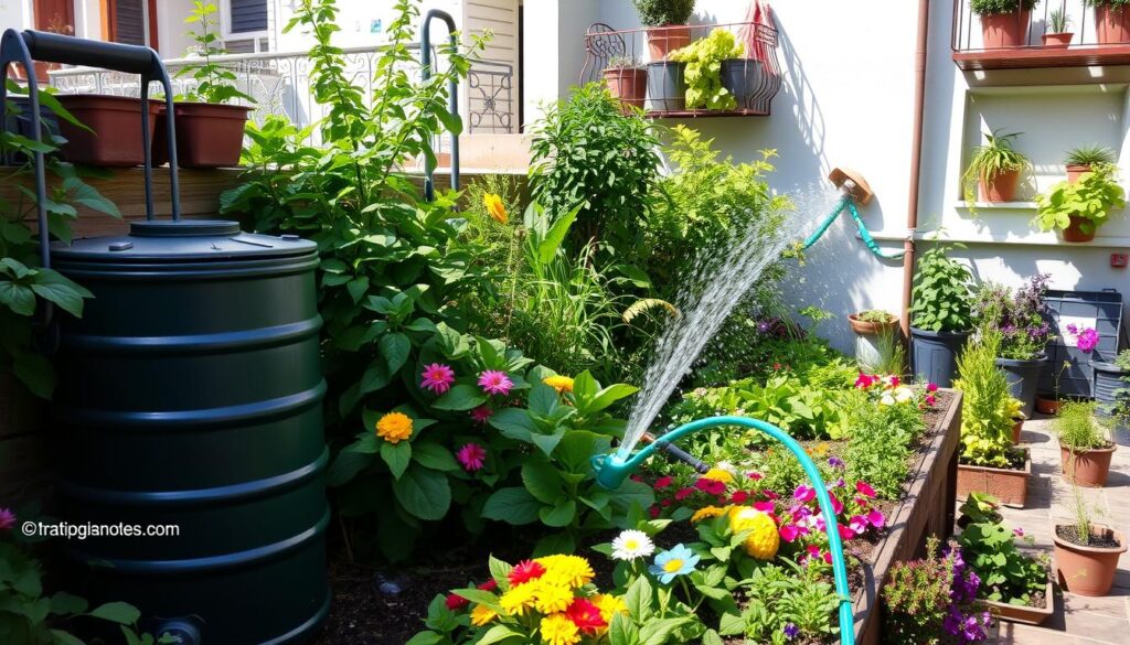 Watering techniques in urban gardening